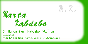 marta kabdebo business card